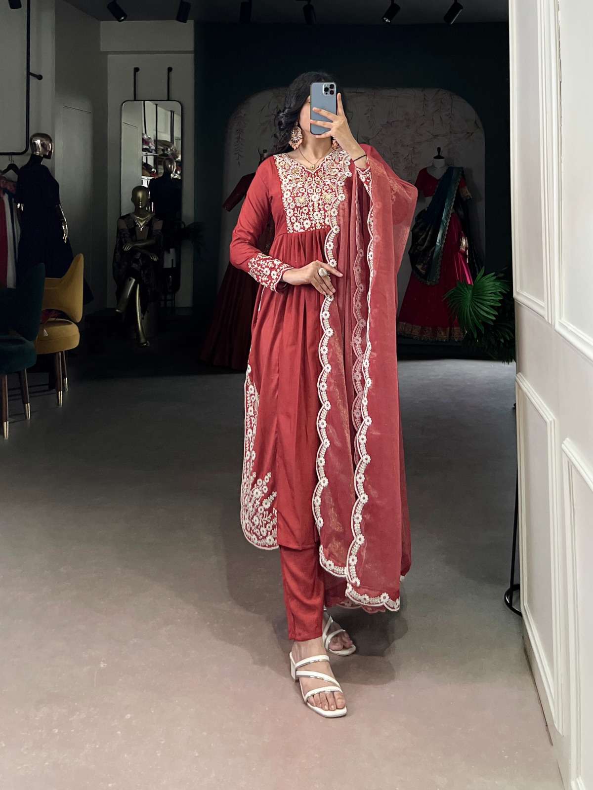 3031 COLOUR BY ASLIWHOLESALE DESIGNER PURE COTTON EMBROIDERY DRESS-00195