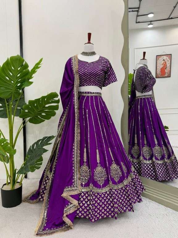 359 HIT COLOUR BY ASLIWHOLESALE DESIGNER PURE CHINNON SILK EMBROIDERY LEHENGAS-00246