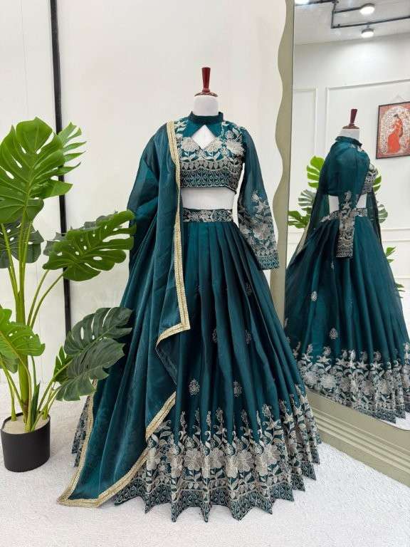 365 HIT COLOUR BY ASLIWHOLESALE DESIGNER PURE JIMMY CHOO EMBROIDERY PRINTED LEHENGAS-00246