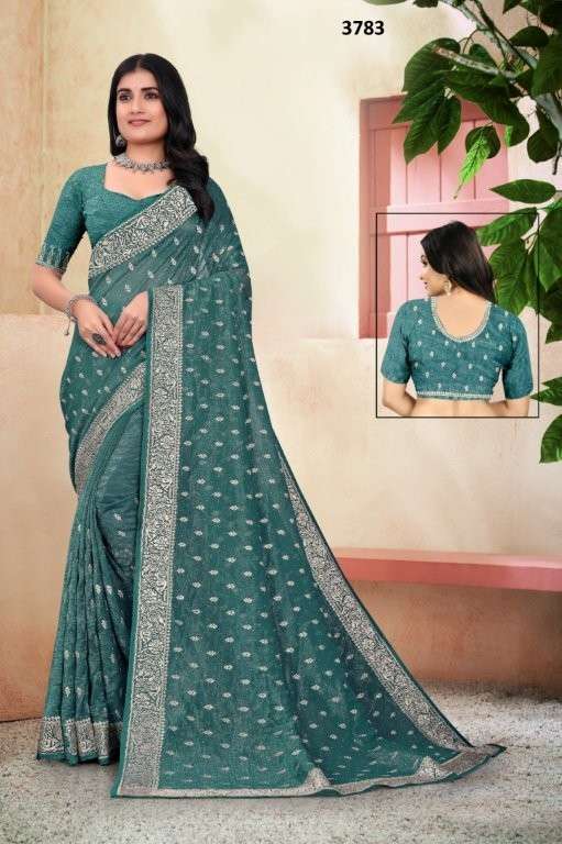 3783 COLOUR BY ASLIWHOLESALE DESIGNER PURE FANCY EMBROIDERY PRINTED SAREES-00103