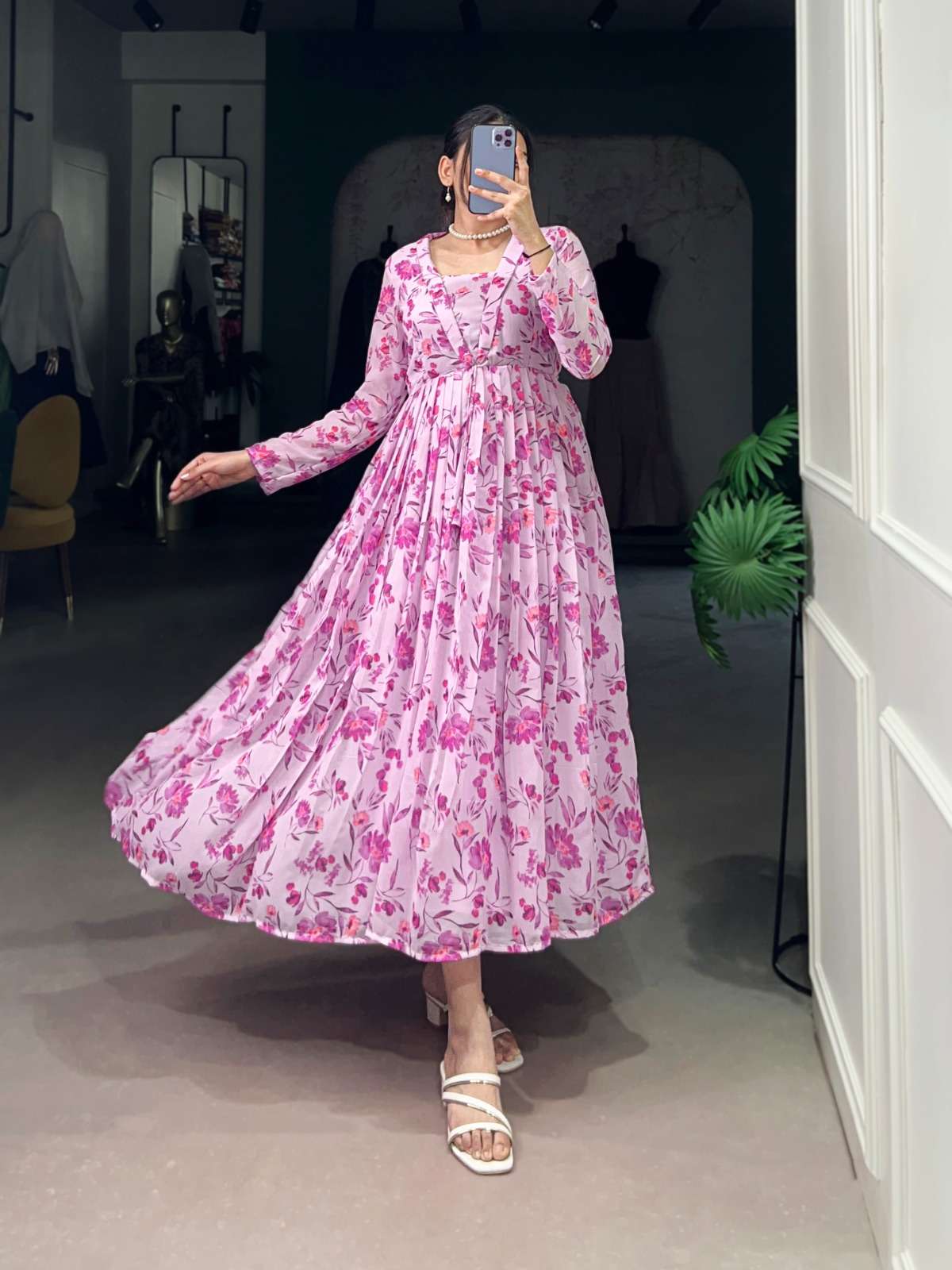 4518 COLOUR BY ASLIWHOLESALE DESIGNER PURE GEORGETTE PRINTED KURTIS-00195