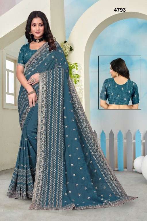 4793 COLOUR BY ASLIWHOLESALE DESIGNER PURE FANCY EMBROIDERY PRINTED SAREES-00103