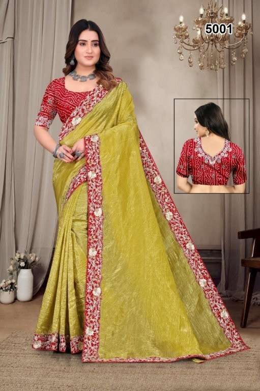 5001 COLOUR BY ASLIWHOLESALE DESIGNER PURE CRUSH EMBROIDERY PRINTED SAREES-00103