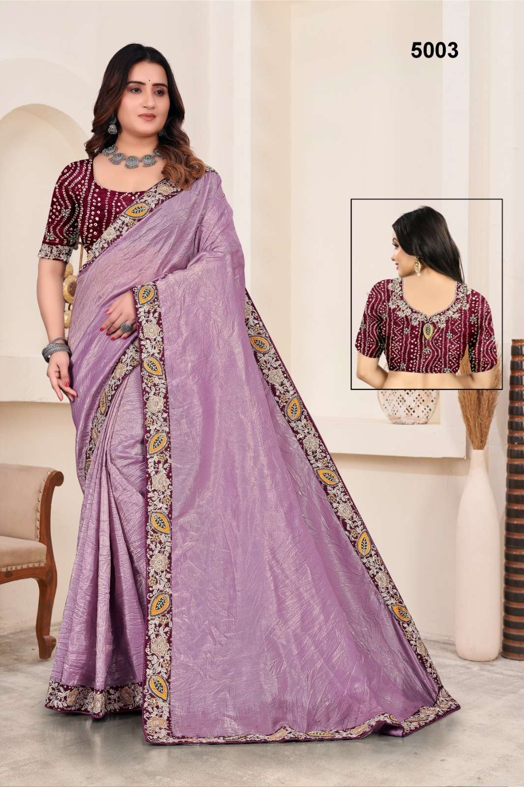 5003 COLOUR BY ASLIWHOLESALE DESIGNER PURE CRUSH EMBROIDERY PRINTED SAREES-00103