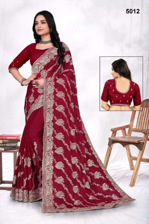 5012 COLOUR BY ASLIWHOLESALE DESIGNER PURE FANCY EMBROIDERY SAREES-00103