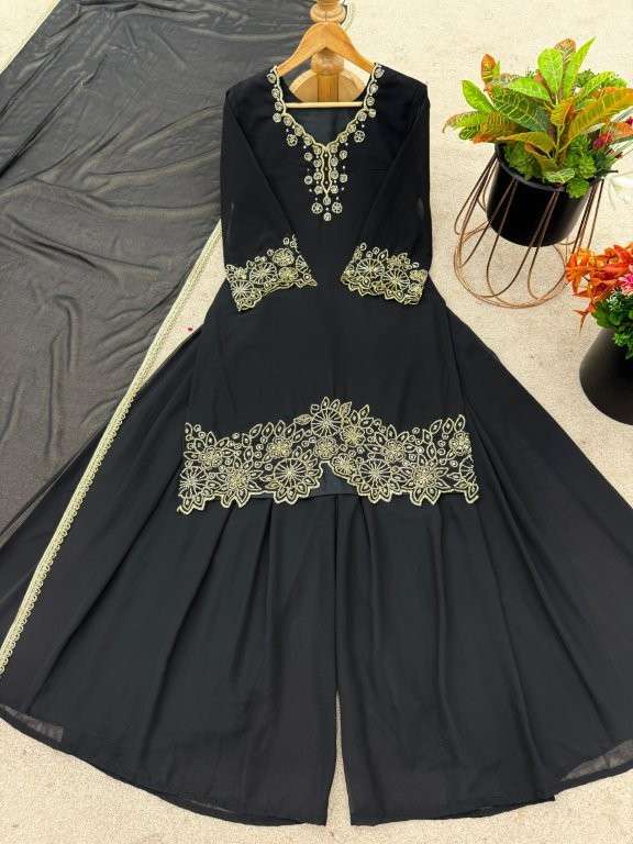 5268 HIT COLOUR BY ASLIWHOLESALE DESIGNER PURE FAUX GEORGETTE EMBROIDERY PRINTED PAKISTANI DRESSES-0...
