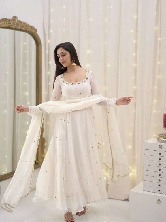 5271 HIT COLOUR BY ASLIWHOLESALE DESIGNER PURE FAUX GEORGETTE EMBROIDERY DRESSES-00262