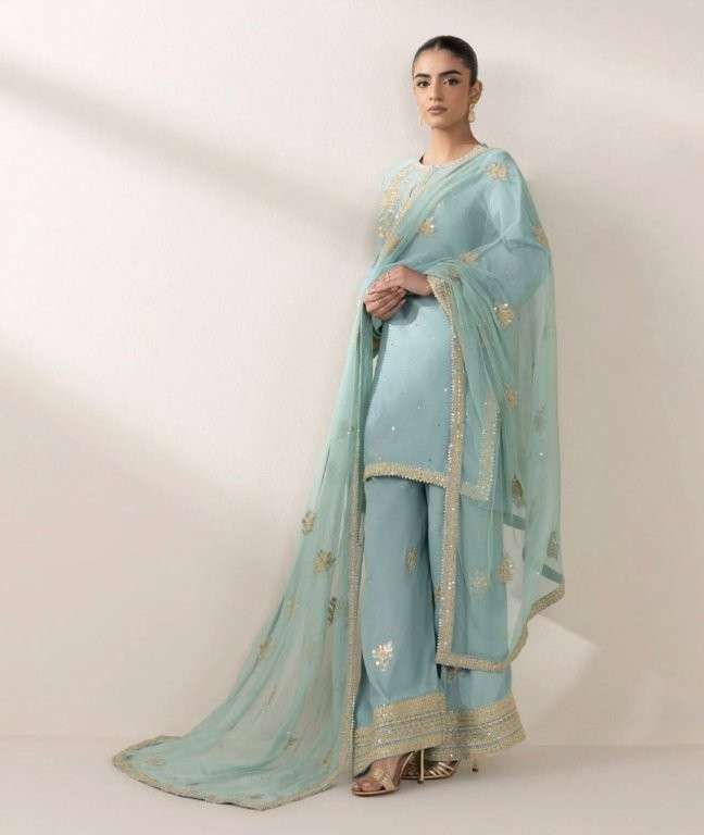 5273 HIT COLOUR BY ASLIWHOLESALE DESIGNER PURE CHINNON SILK EMBROIDERY PRINTED DRESSES-00262