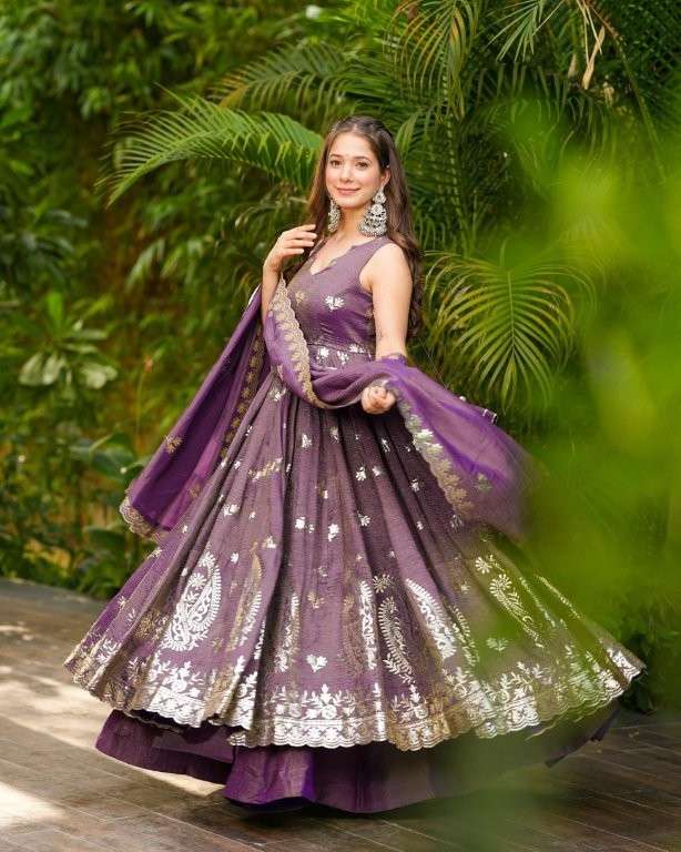 5283 HIT COLOUR BY ASLIWHOLESALE DESIGNER PURE SILK EMBROIDERY PRINTED DRESSES-00262
