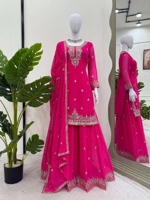 5884 HIT COLOUR BY ASLIWHOLESALE DESIGNER PURE FAUX GEORGETTE EMBROIDERY DRESSES-00242