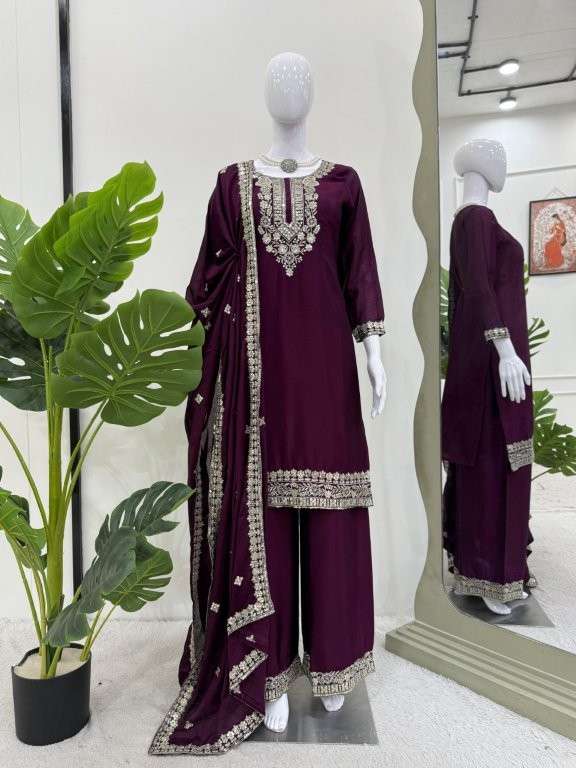 5887 HIT COLOUR BY ASLIWHOLESALE DESIGNER PURE CHINNON SILK EMBROIDERY DRESSES-00242