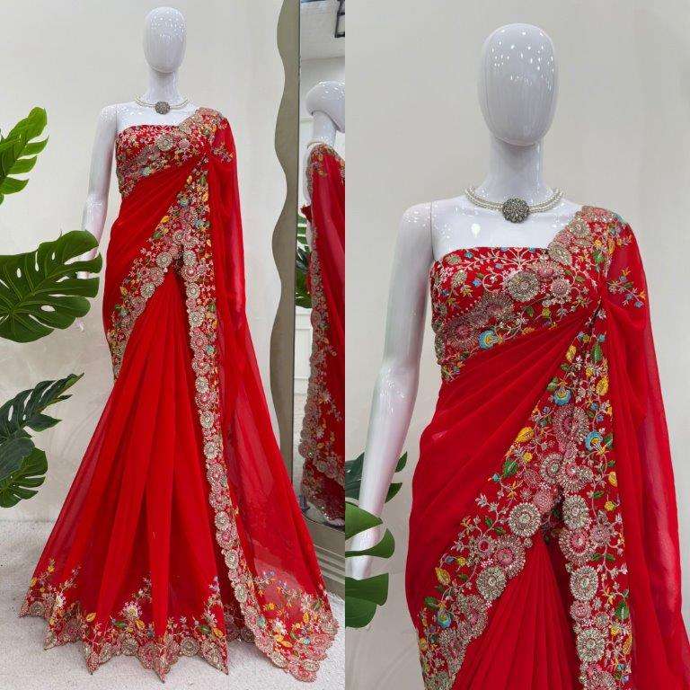 589 HIT COLOUR BY ASLIWHOLESALE DESIGNER PURE FAUX GEORGETTE SAREES-00241