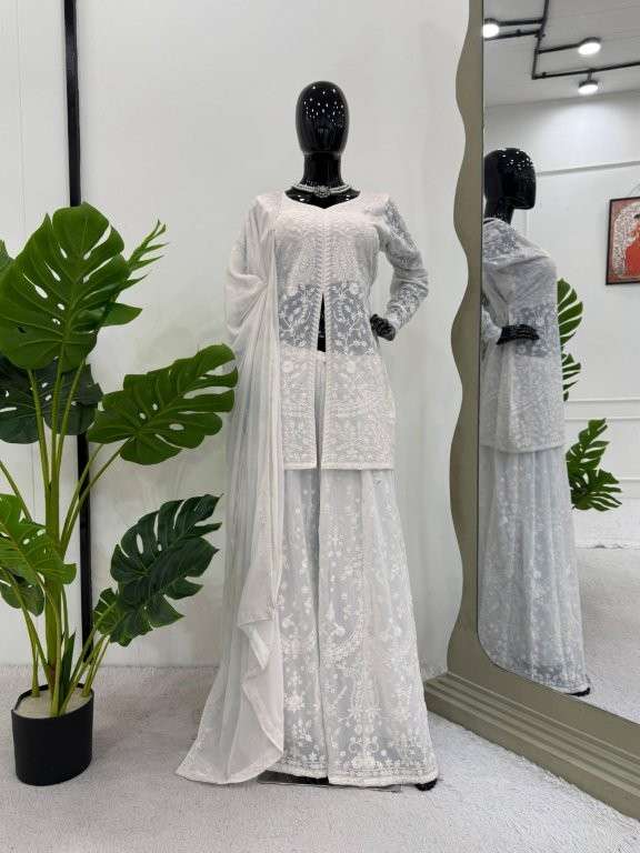 5891 HIT COLOUR BY ASLIWHOLESALE DESIGNER PURE FAUX GEORGETTE EMBROIDERY PRINTED DRESSES-00242