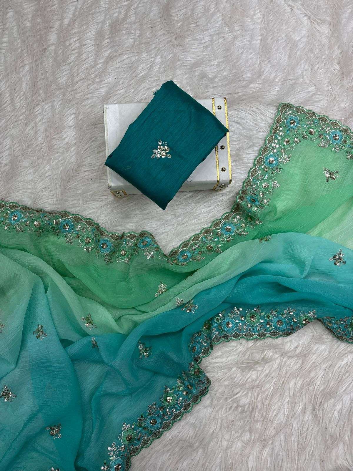 683 COLOUR BY ASLIWHOLESALE DESIGNER PURE SEQUENCE EMBROIDERY SAREES-00285