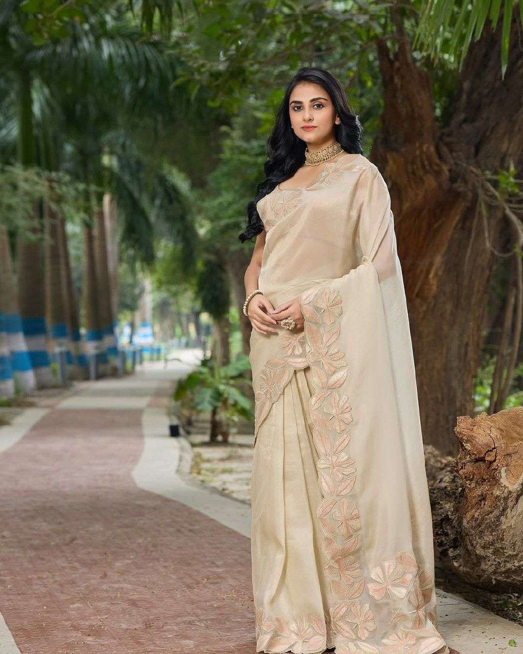 709 COLOUR BY ASLIWHOLESALE DESIGNER PURE ORGANZA SILK EMBROIDERY SAREES-00285