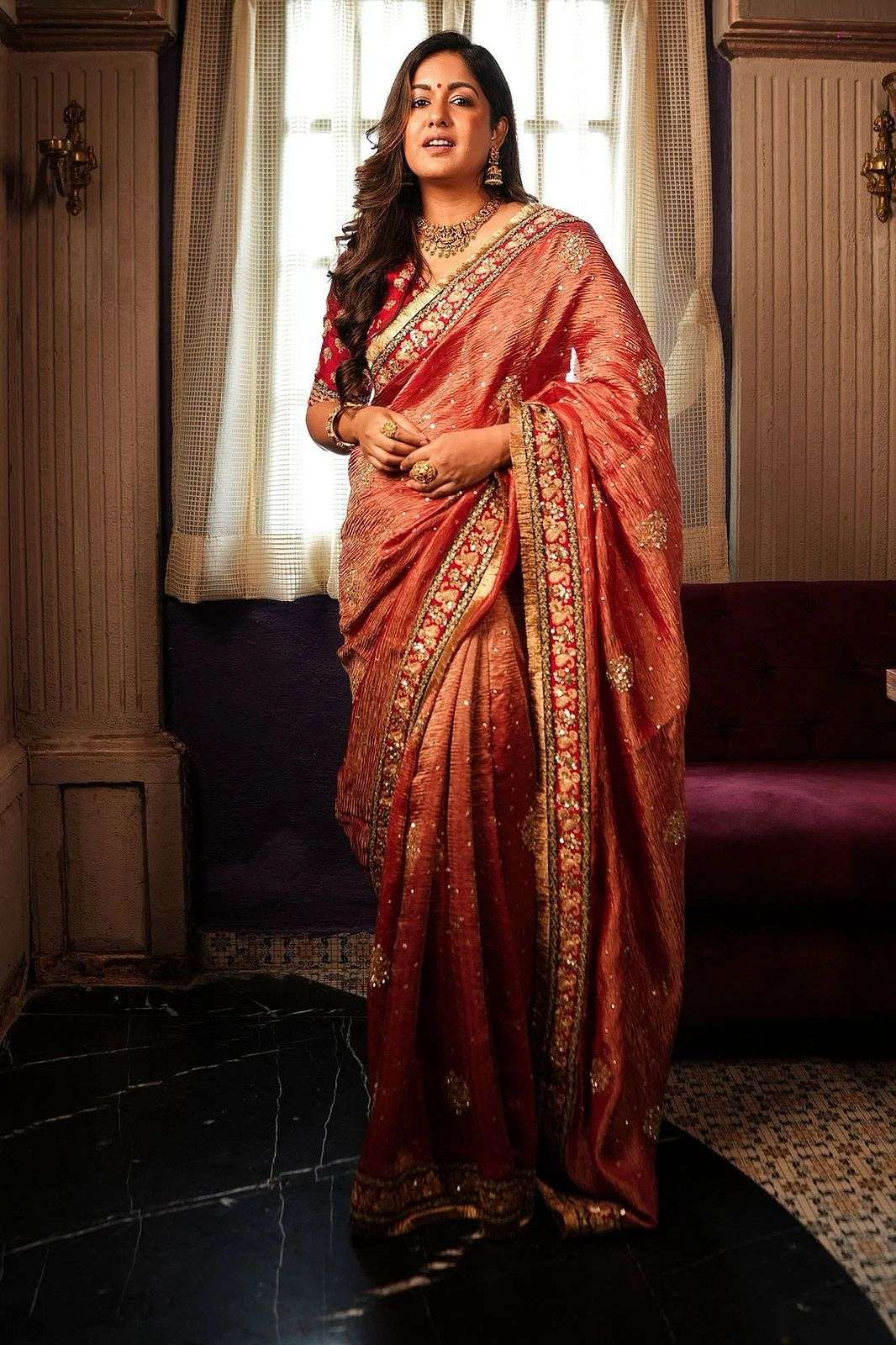 726 COLOUR BY ASLIWHOLESALE DESIGNER PURE BANARASI CRUSH EMBROIDERY SAREES-00285