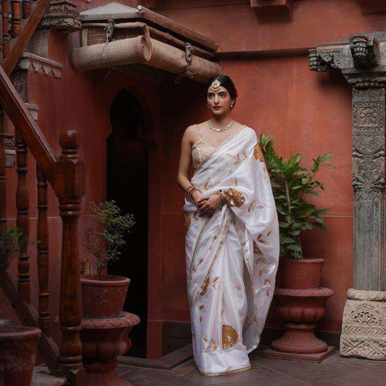733 COLOUR BY ASLIWHOLESALE DESIGNER PURE GEORGETTE EMBROIDERY SAREES-00285