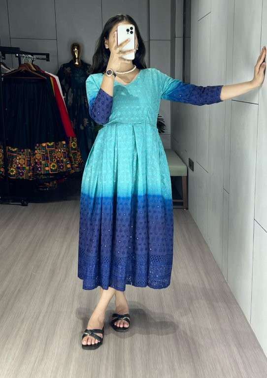 8111 COLOUR BY ASLIWHOLESALE DESIGNER PURE CHIKANKARI COTTON KURTIS-00135