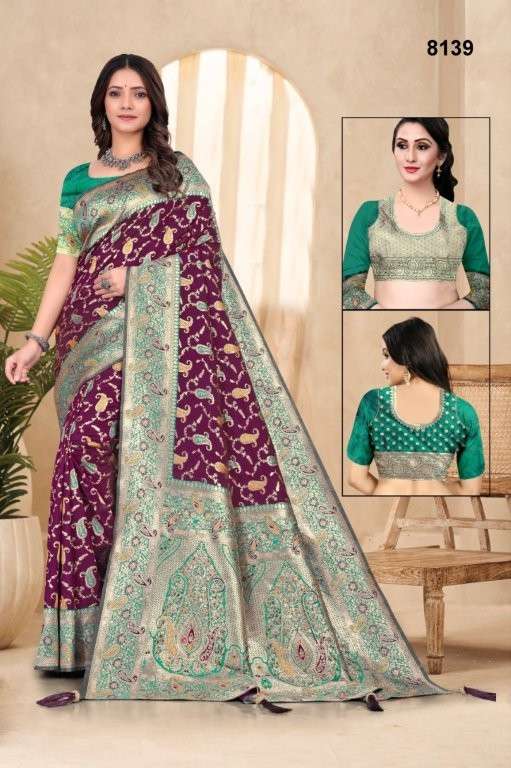 8139 COLOUR BY ASLIWHOLESALE DESIGNER PURE SILK EMBROIDERY PRINTED SAREES-00103