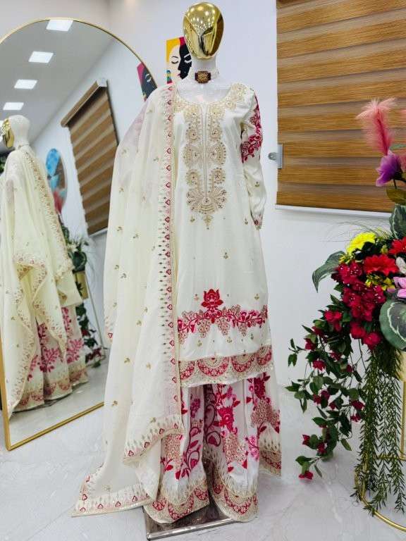 9025 COLOUR BY ASLIWHOLESALE DESIGNER PIRE VICHITRA SILK EMBROIDERY DRESSES-00267