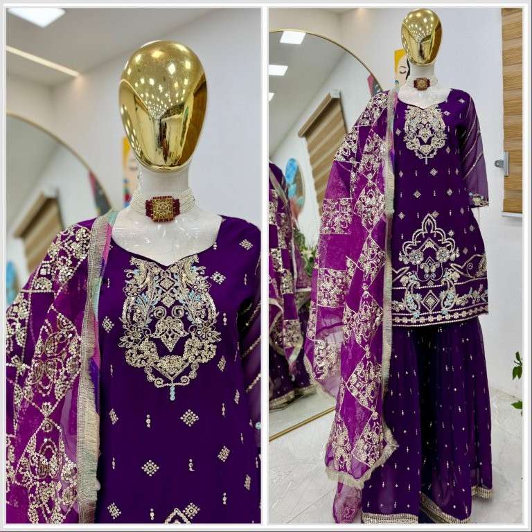 9026 COLOUR BY ASLIWHOLESALE DESIGNER PURE FAUX GEORGETTE EMBROIDERY DRESSES-00267