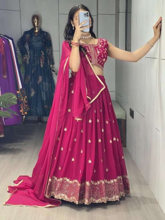 9036 COLOUR BY ASLIWHOLESALE DESIGNER PURE GEORGETTE LEHENGAS-00135