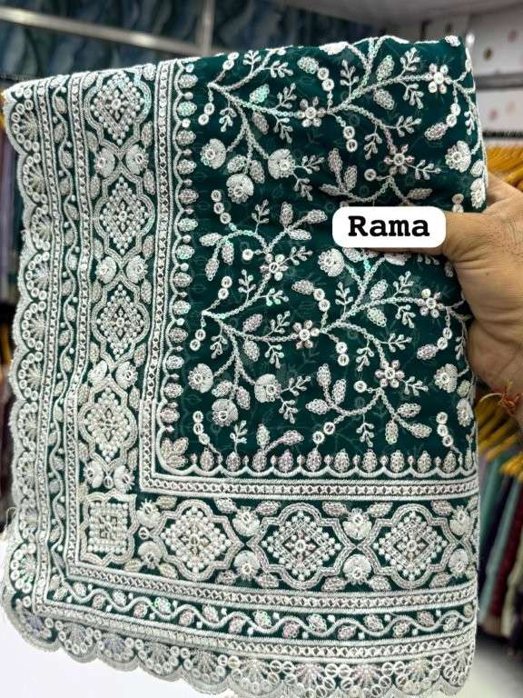 9517 COLOUR BY ASLIWHOLESALE DESIGNER PURE FANCY EMBROIDERY SAREES-00103