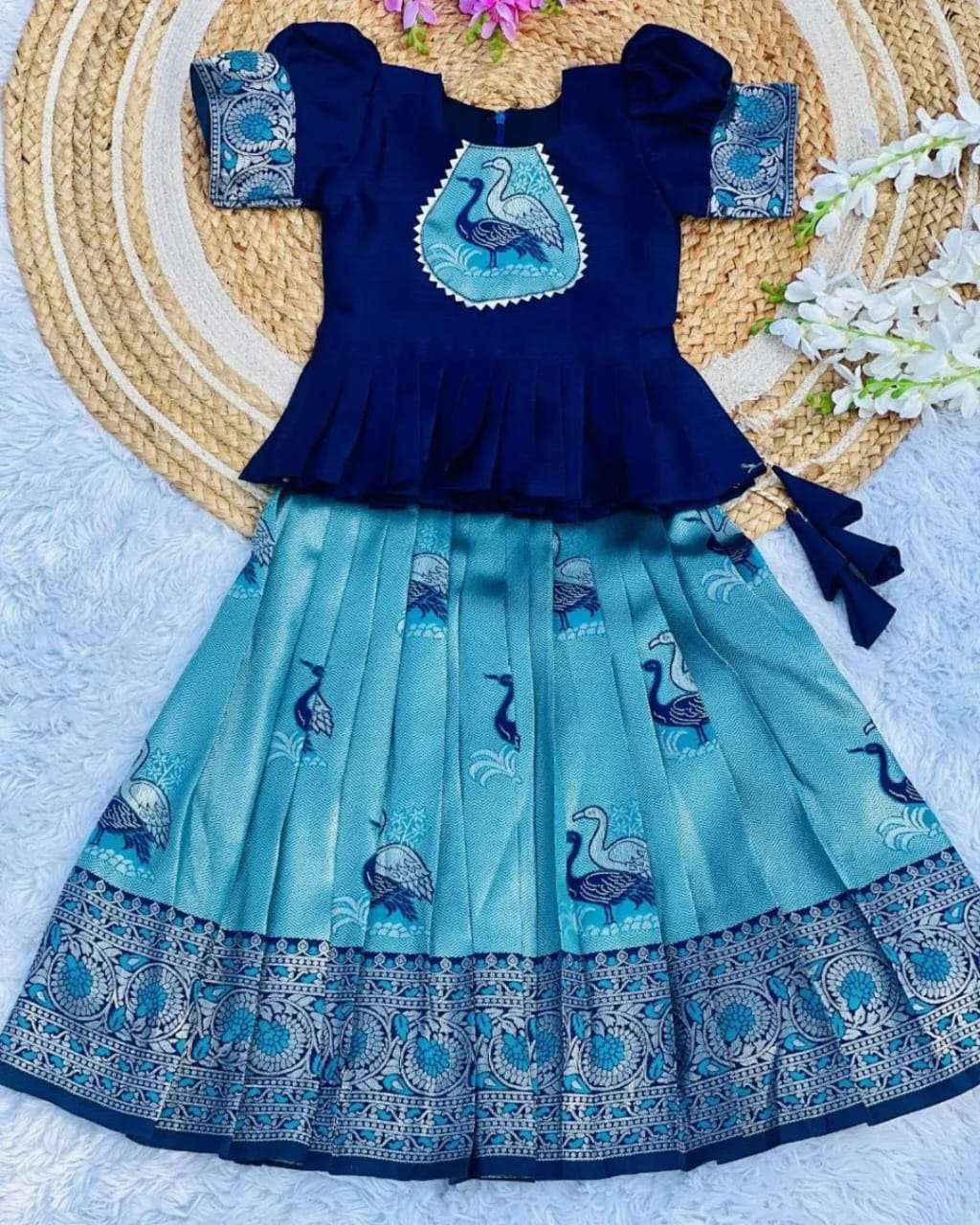 98 SERIES BY ASLIWHOLESALE DESIGNER PURE JACQUARD EMBROIDERY PRINTED KIDS LEHENGAS-00293
