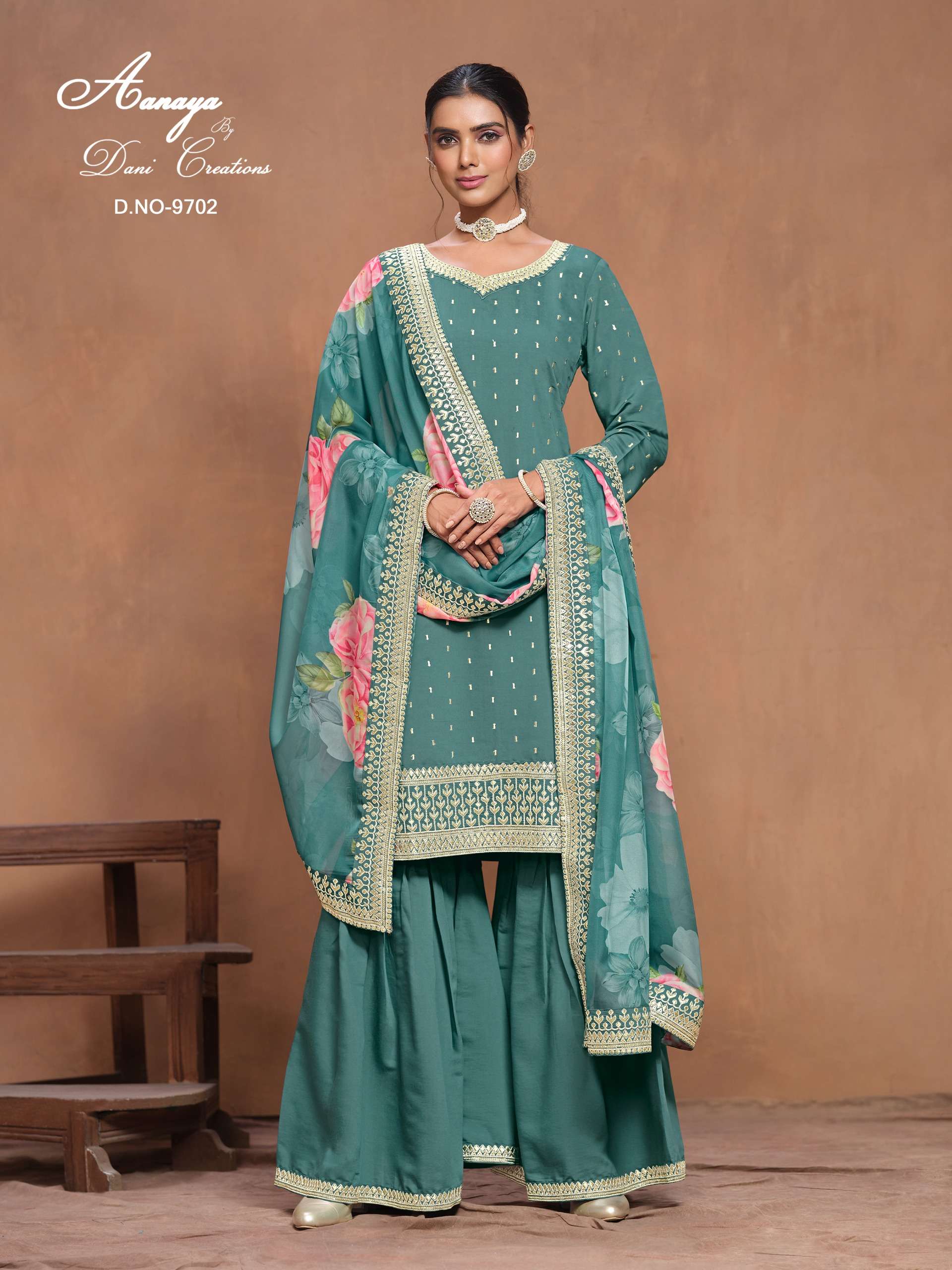 AANAYA VOL-197 BY DANI CREATION 9701 TO 9704 SERIES PURE ROMAN SILK PAKISTANI DRESSES-00274