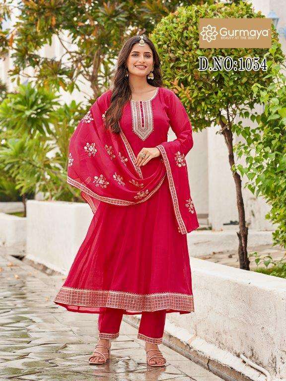 AANCHI 1054 TO 1057 SERIES PURE CHANDERI EMBROIDERY DRESSES-00286