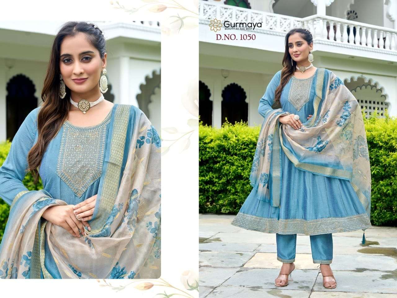 AANCHI DN-1050 & 1051 SERIES PURE VICHITRA SILK EMBROIDERY DRESSES-00286