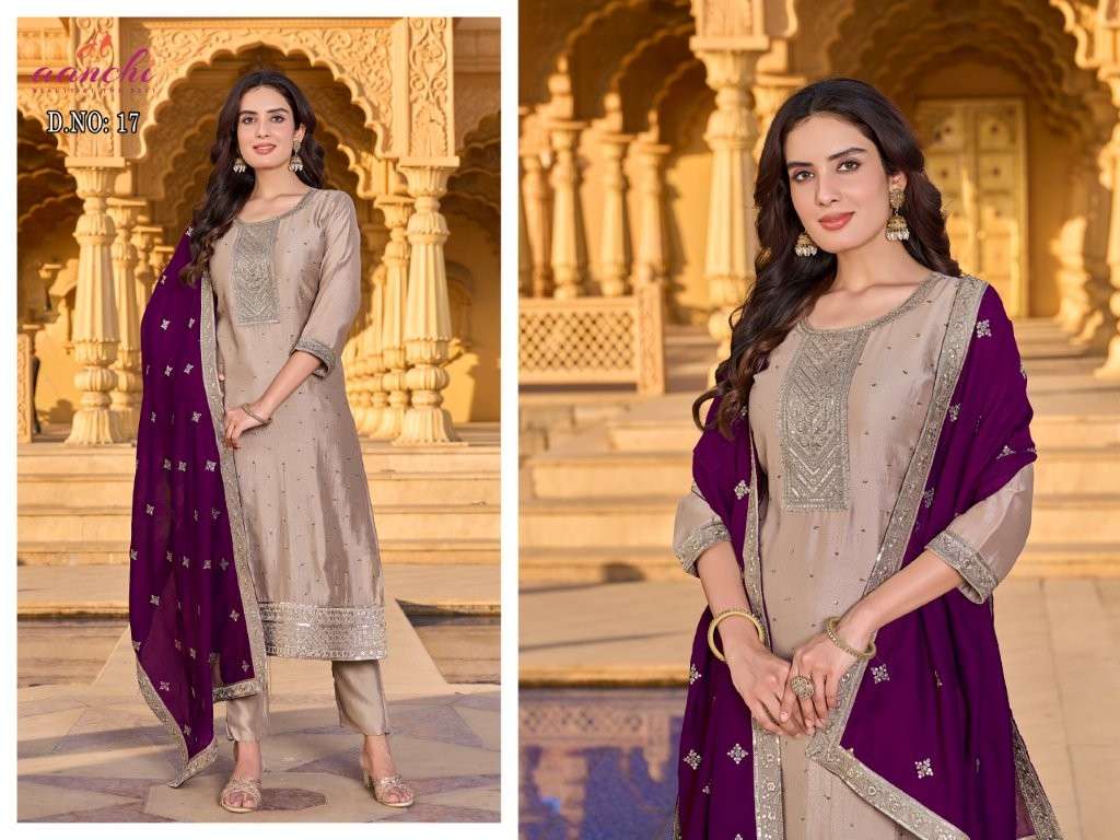 AANCHI DN-17 VICHITRA SILK EMBROIDERY PRINTED DRESSES-00286 