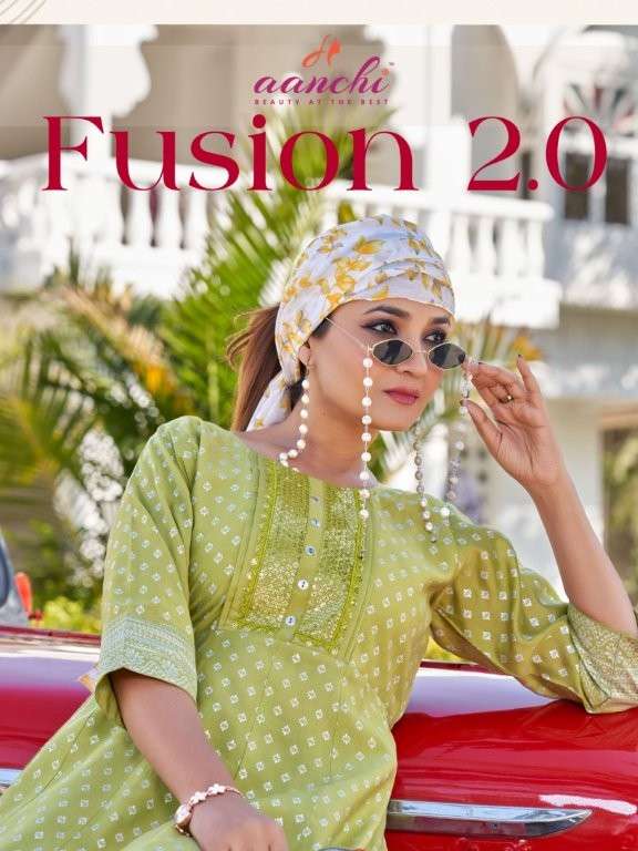 AANCHI FUSION-2.0 PURE ROMAN SILK EMBROIDERY PRINTED KURTIS-00286