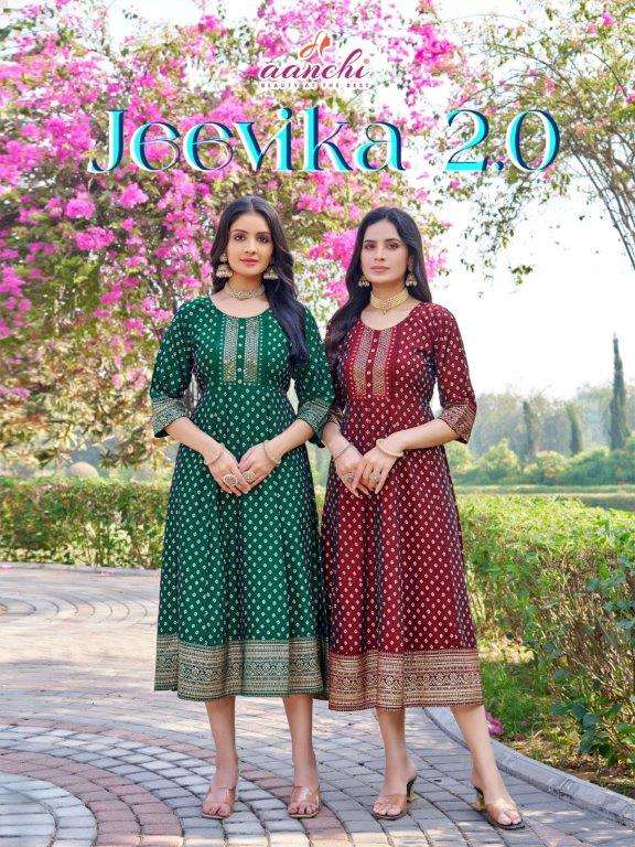AANCHI JEEVIKA 2.0 PURE RANGEELA SILK EMBROIDERY KURTIS-00286