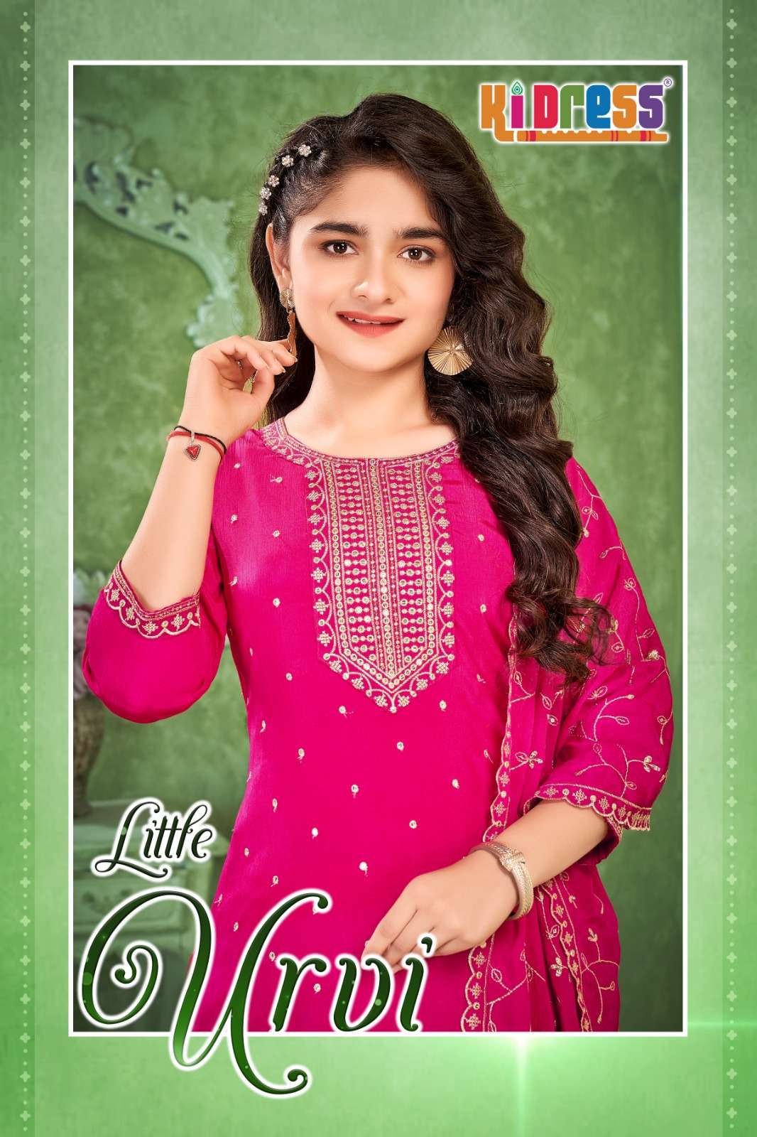 AANCHI LITTLE URVI 101 TO 102 SERIES  PURE CHINON SILK EMBROIDERY KIDS WEAR-00286