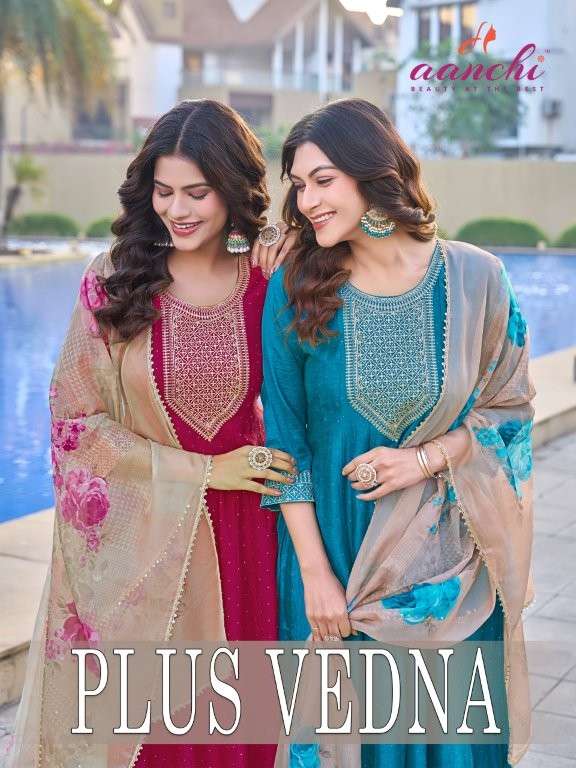 AANCHI PLUS VEDNA PURE VICHITRA SILK EMBROIDERY DRESSES-00286