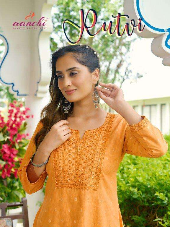 AANCHI RUTVI 1001 TO 1006 SERIES PURE FANCY EMBROIDERY KURTIS-00286