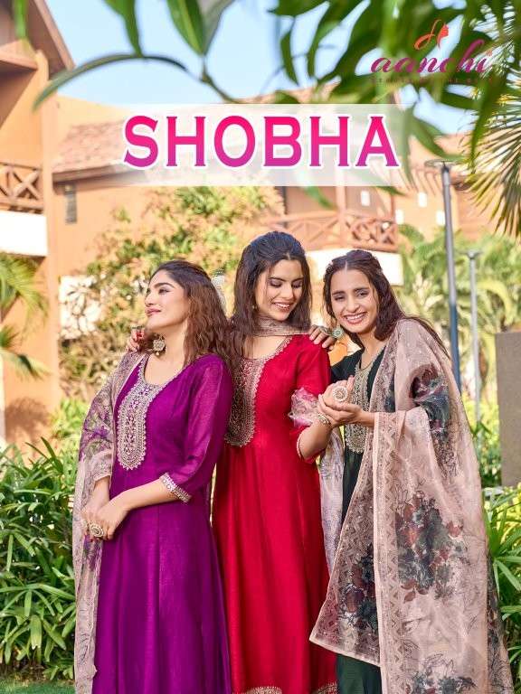 AANCHI SHOBHA PURE VICHITRA SILK EMBROIDERY DRESSES-00286