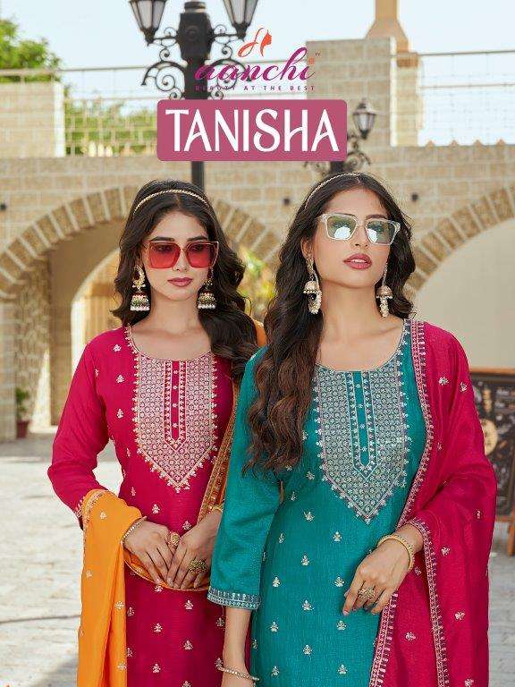 AANCHI TANISHA PURE VICHITRA SILK EMBROIDERY DRESSES-00286