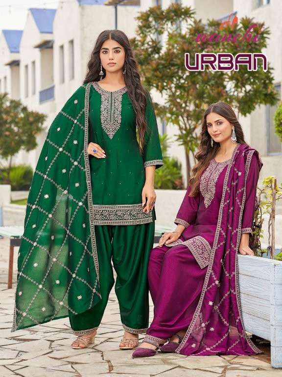 AANCHI URBAN PURE SILK EMBROIDERY PRINTED DRESSES-00286
