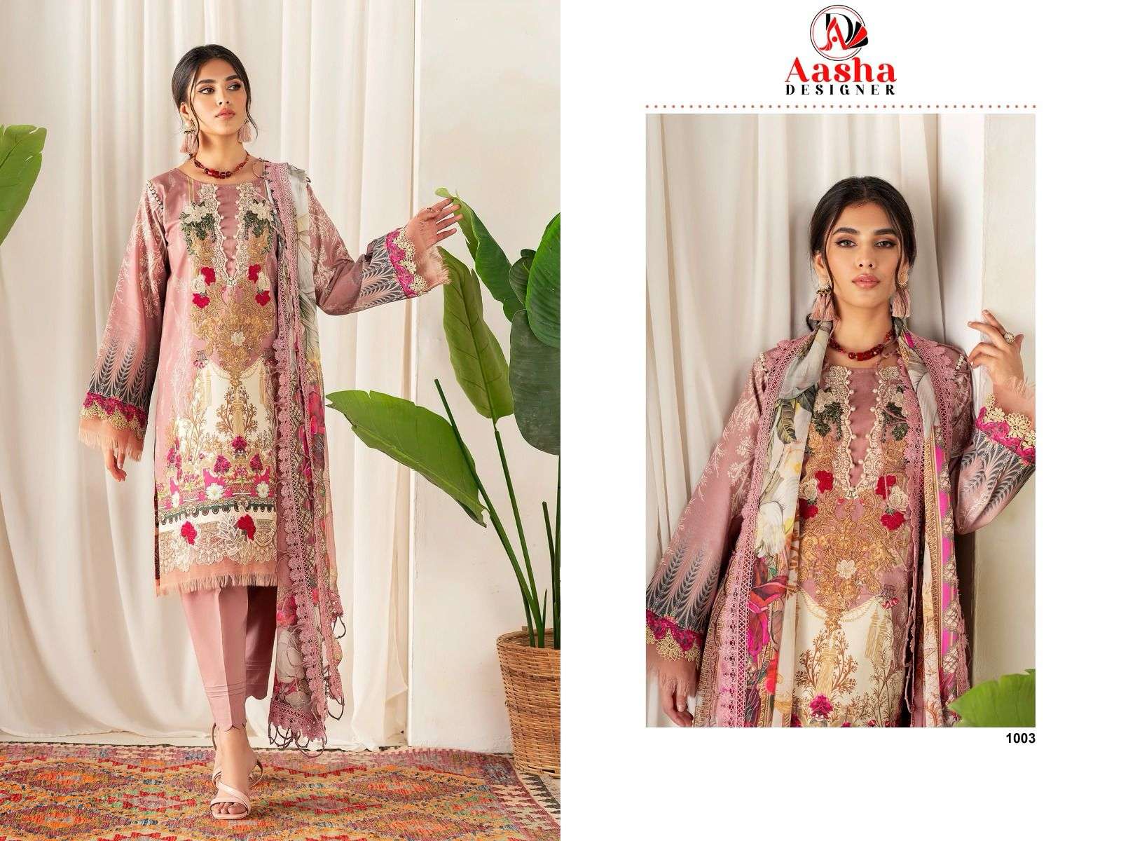 AASHA DESIGNER 1003 SERIES PURE COTTON PRINTED EMBROIDERY PAKISTANI DRESS-00062