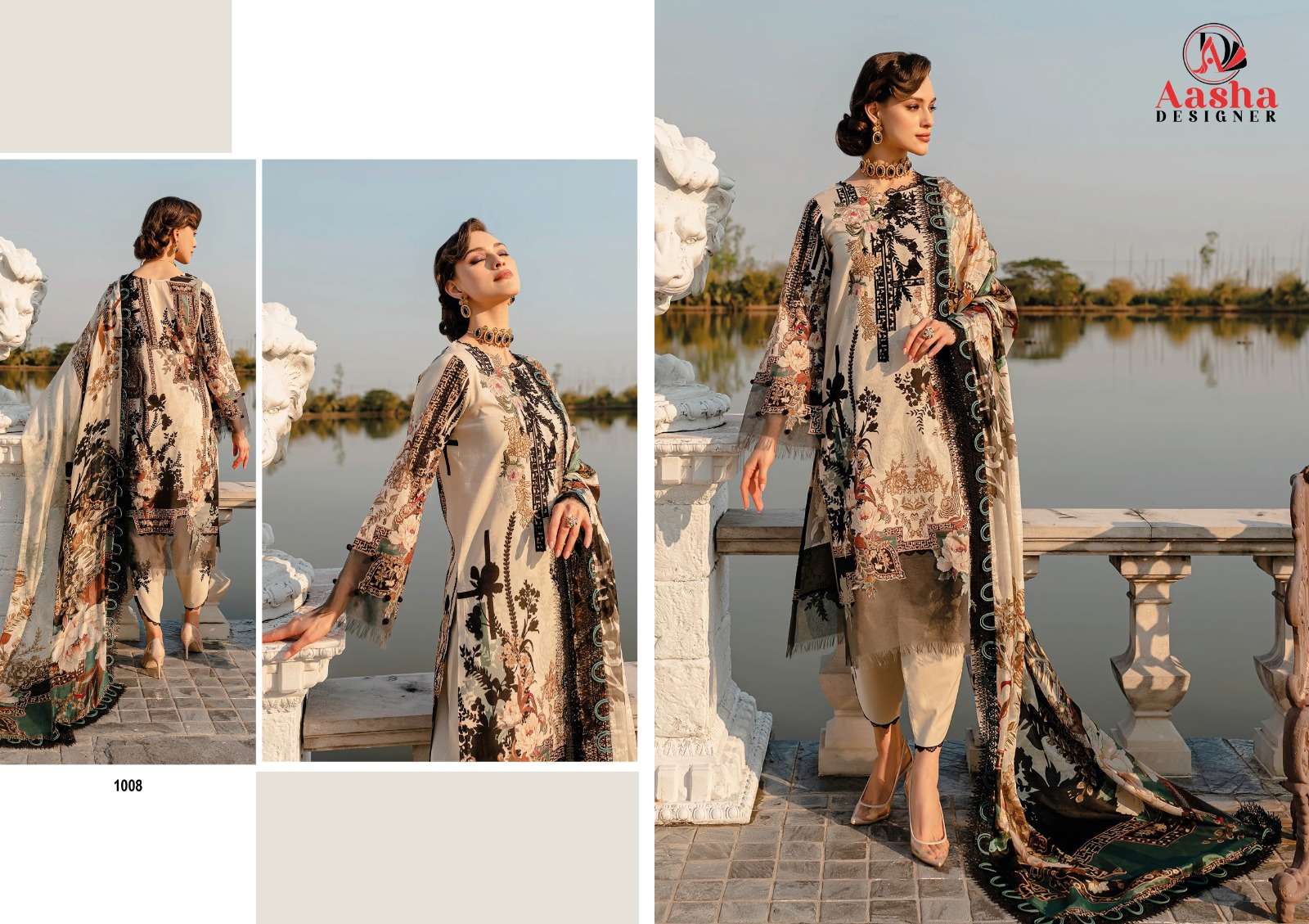 AASHA DESIGNER 1008 PURE COTTON PRINTED EMBROIDERY PAKISTANI DRESS-00071