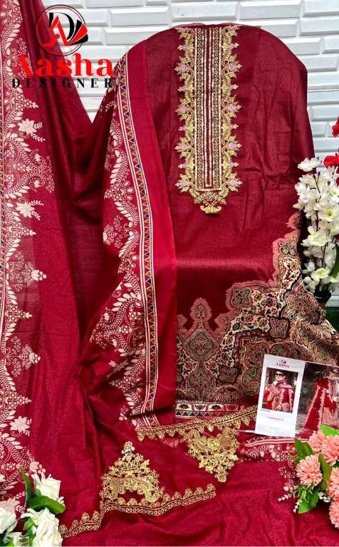 AASHA DESIGNER 1018 SERIES PURE COTTON PRINTED PAKISTANI DRESS-00062