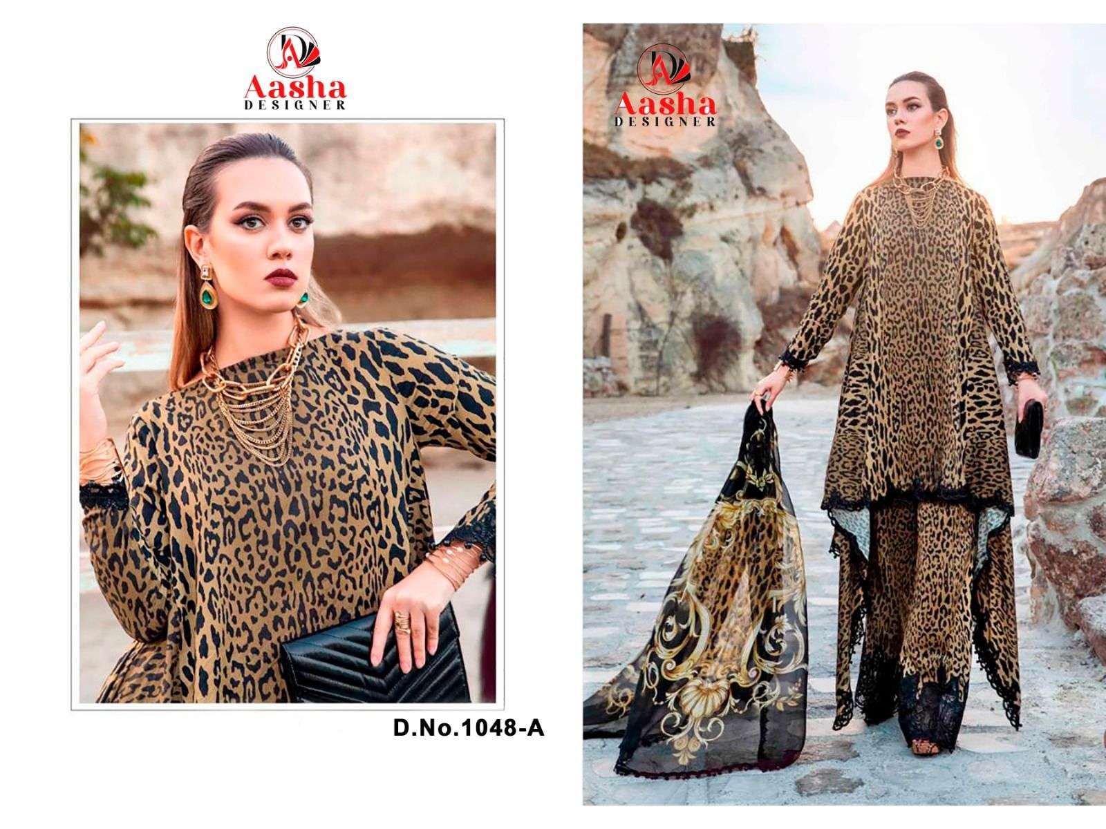 AASHA DESIGNER 1048 SERIES PURE COTTON PRINTED EMBROIDERY PAKISTANI DRESS-00062