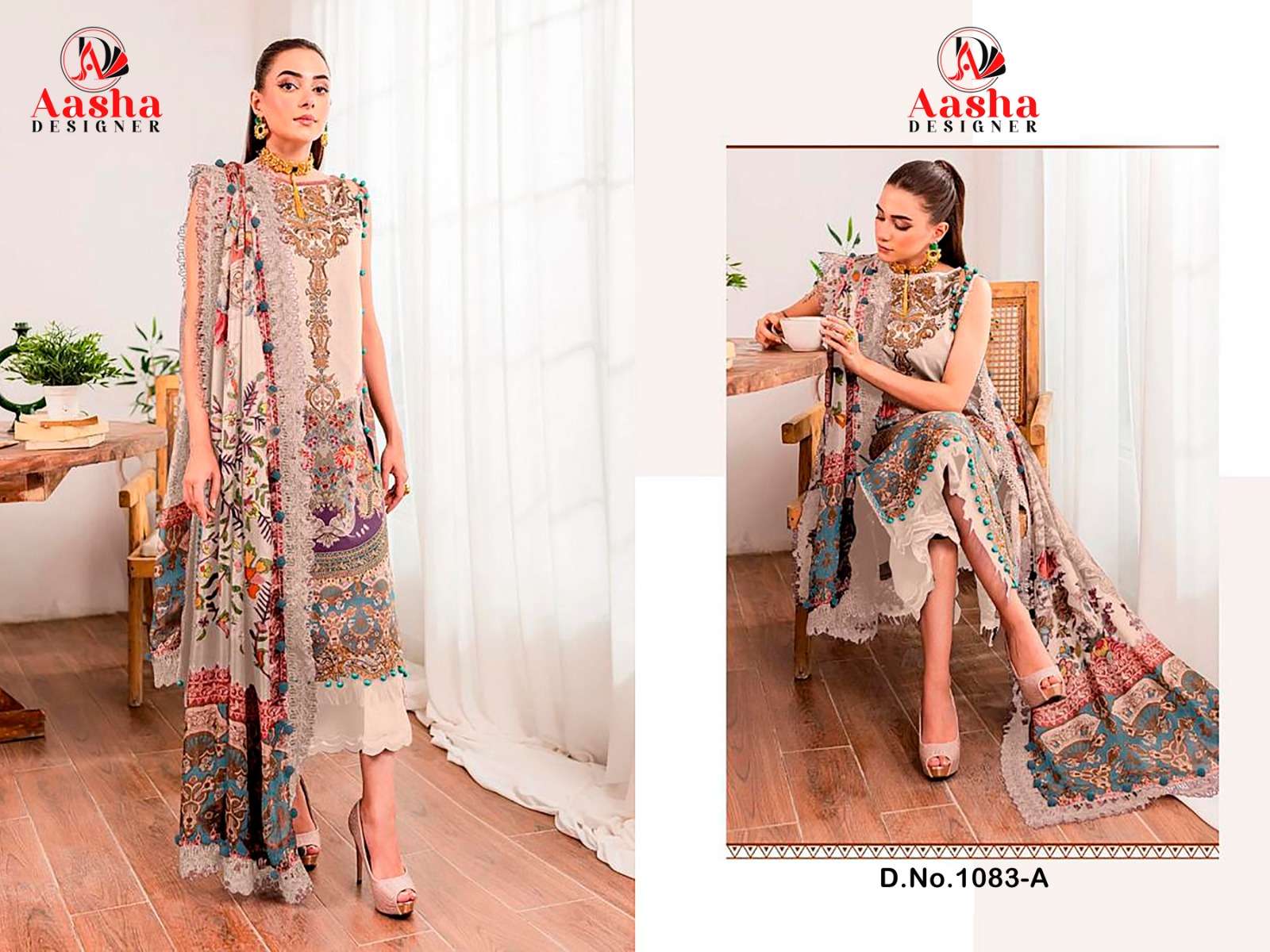 AASHA DESIGNER 1083 SERIES PURE COTTON PRINTED EMBROIDERY DRESS-00071