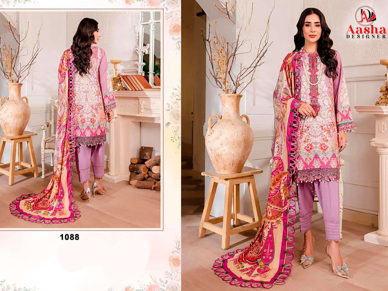 AASHA DESIGNER 1088 SERIES PURE COTTON PRINTED EMBROIDERY DRESS-00071
