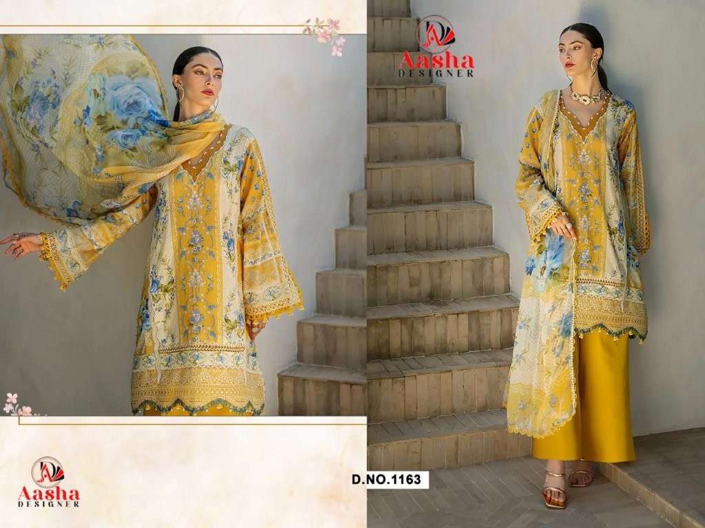 AASHA DESIGNER 1162-1163 SERIES PURE COTTON PRINTED PAKISTANI DRESSES-00071