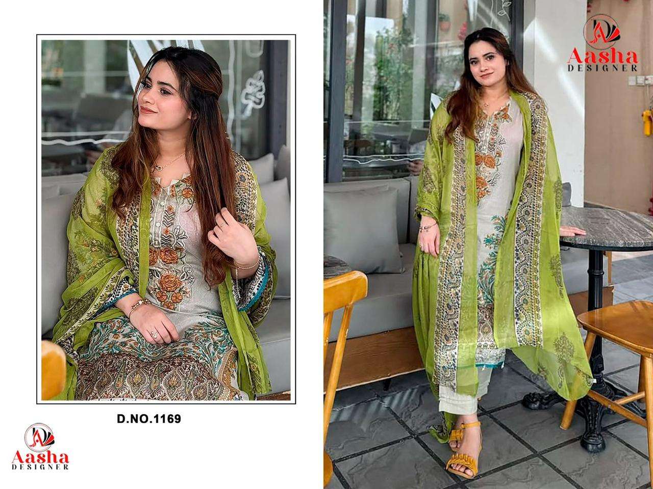 AASHA DESIGNER 1169 SERIES PURE COTTON PRINTED EMBROIDERY PAKISTANI DRESS-00071