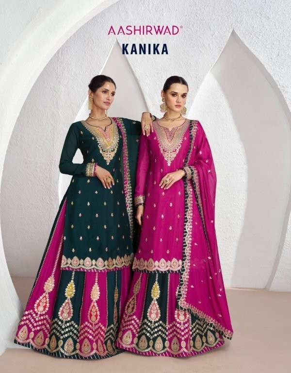 AASHIRWAD CREATION KANIKA PURE CHINON SILK DRESSES-00028