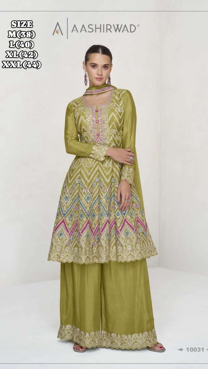 AASHIRWAD CREATION VAANI PURE CHINON SILK EMBROIDERY DRESS-00150
